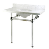 Templeton 36-Inch Carrara Marble Vanity Top with Acrylic Legs (8-Inch, 3-Hole)