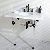 Templeton 36-Inch Carrara Marble Vanity Top with Acrylic Legs (8-Inch, 3-Hole)