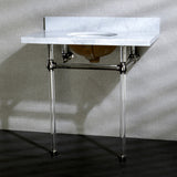 Templeton 36-Inch Carrara Marble Vanity Top with Acrylic Legs (8-Inch, 3-Hole)