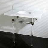 Templeton 36-Inch Carrara Marble Vanity Top with Acrylic Legs (8-Inch, 3-Hole)