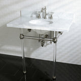 Templeton 36-Inch Carrara Marble Vanity Top with Acrylic Legs (8-Inch, 3-Hole)