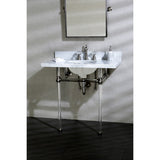Templeton 36-Inch Carrara Marble Vanity Top with Acrylic Legs (8-Inch, 3-Hole)