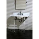 Templeton 36-Inch Carrara Marble Vanity Top with Acrylic Legs (8-Inch, 3-Hole)