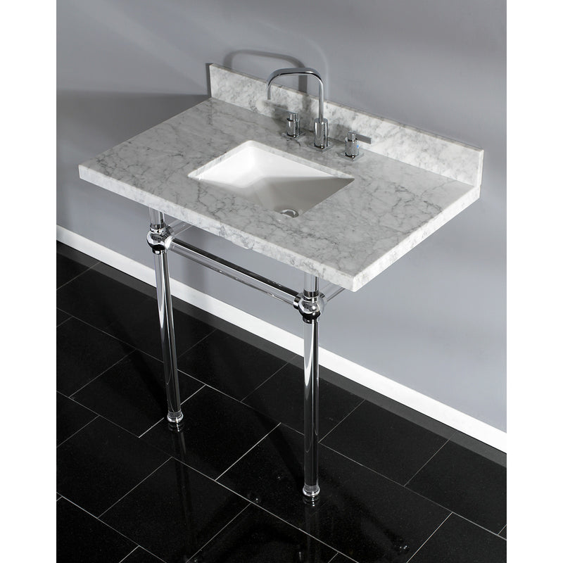 Templeton 36-Inch Carrara Marble Vanity Top with Acrylic Legs (8-Inch, 3-Hole)