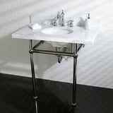 Templeton 36-Inch Carrara Marble Vanity Top with Brass Legs (8-Inch, 3-Hole)