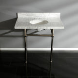 Templeton 36-Inch Carrara Marble Vanity Top with Brass Legs (8-Inch, 3-Hole)