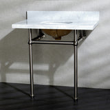 Templeton 36-Inch Carrara Marble Vanity Top with Brass Legs (8-Inch, 3-Hole)