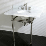 Templeton 36-Inch Carrara Marble Vanity Top with Brass Legs (8-Inch, 3-Hole)