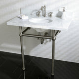 Templeton 36-Inch Carrara Marble Vanity Top with Brass Legs (8-Inch, 3-Hole)