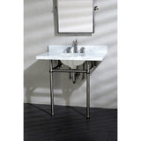 Templeton 36-Inch Carrara Marble Vanity Top with Brass Legs (8-Inch, 3-Hole)