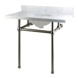 Templeton 36-Inch Carrara Marble Vanity Top with Brass Legs (8-Inch, 3-Hole)