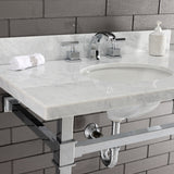 Monarch 36-Inch Carrara Marble Console Sink with Stainless Steel Legs (8-Inch, 3-Hole)