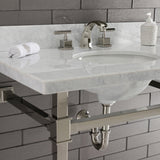 Monarch 36-Inch Carrara Marble Console Sink with Stainless Steel Legs (8-Inch, 3-Hole)