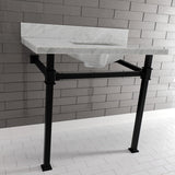 Monarch 36-Inch Carrara Marble Console Sink with Stainless Steel Legs (8-Inch, 3-Hole)