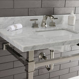 Monarch 36-Inch Carrara Marble Console Sink with Stainless Steel Legs (8-Inch, 3-Hole)