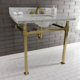 Monarch 36-Inch Carrara Marble Console Sink with Stainless Steel Legs (8-Inch, 3-Hole)