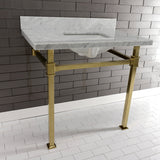 Monarch 36-Inch Carrara Marble Console Sink with Stainless Steel Legs (8-Inch, 3-Hole)