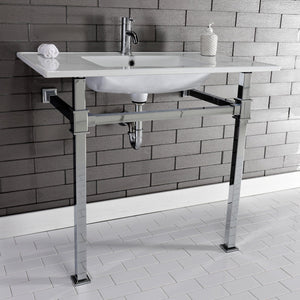 Monarch 37-Inch Ceramic Console Sink with Stainless Steel Legs (1-Hole)
