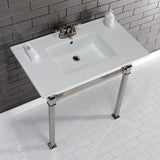 Monarch 37-Inch Ceramic Console Sink with Stainless Steel Legs (4-Inch, 3-Hole)