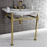Monarch 37-Inch Ceramic Console Sink with Stainless Steel Legs (8-Inch, 3-Hole)