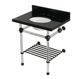 Templeton 30-Inch Black Granite Console Sink with Acrylic Legs and Shelf (8-Inch, 3-Hole)