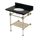 Templeton 30-Inch Black Granite Console Sink with Acrylic Legs and Shelf (8-Inch, 3-Hole)