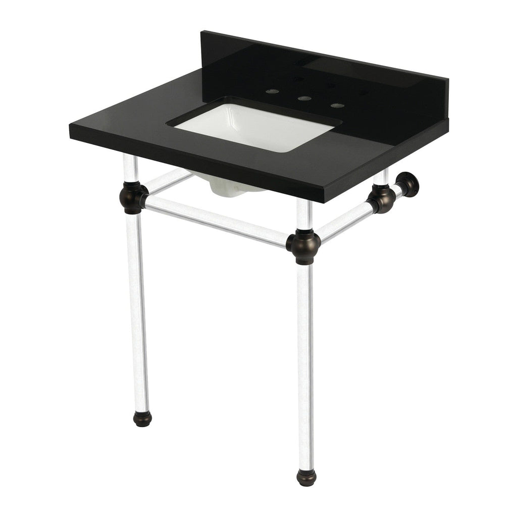 Templeton 30-Inch Black Granite Console Sink with Acrylic Legs