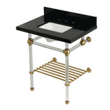Templeton 30-Inch Black Granite Console Sink with Acrylic Legs and Shelf (8-Inch, 3-Hole)