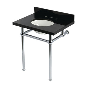 Templeton 30-Inch Black Granite Console Sink with Brass Legs