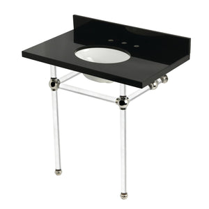 Templeton 36-Inch Black Granite Console Sink with Acrylic Legs (8-Inch, 3-Hole)
