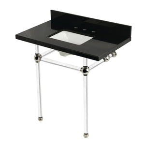 Templeton 36-Inch Black Granite Console Sink with Acrylic Legs (8-Inch, 3-Hole)