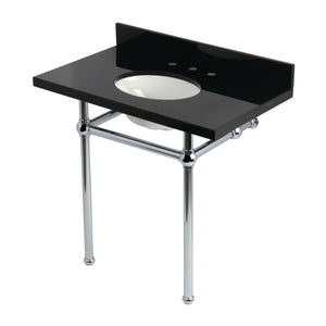 Templeton 36-Inch Black Granite Console Sink with Brass Legs (8-Inch, 3-Hole)