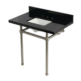 Templeton 36-Inch Black Granite Console Sink with Brass Legs