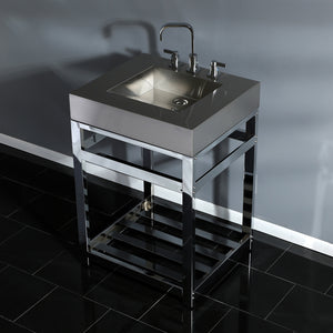 Kingston Commercial 25-Inch Stainless Steel Console Sink with Steel Base (8-Inch, 3-Hole)