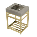 Kingston Commercial 25-Inch Stainless Steel Console Sink with Steel Base (8-Inch, 3-Hole)