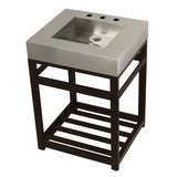Kingston Commercial 25-Inch Stainless Steel Console Sink with Steel Base (8-Inch, 3-Hole)