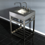 Kingston Commercial 25-Inch Stainless Steel Console Sink with Steel Base (8-Inch, 3-Hole)