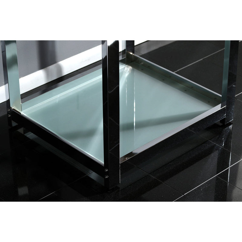 Kingston Commercial 25-Inch Stainless Steel Console Sink with Steel Base and Glass Shelf (8-Inch, 3-Hole)