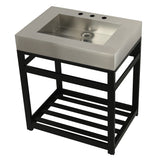 Kingston Commercial 31-Inch Stainless Steel Console Sink with Steel Base (8-Inch, 3-Hole)