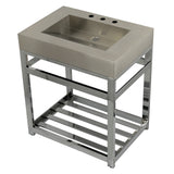 Kingston Commercial 31-Inch Stainless Steel Console Sink with Steel Base (8-Inch, 3-Hole)