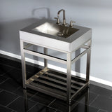 Kingston Commercial 31-Inch Stainless Steel Console Sink with Steel Base (8-Inch, 3-Hole)