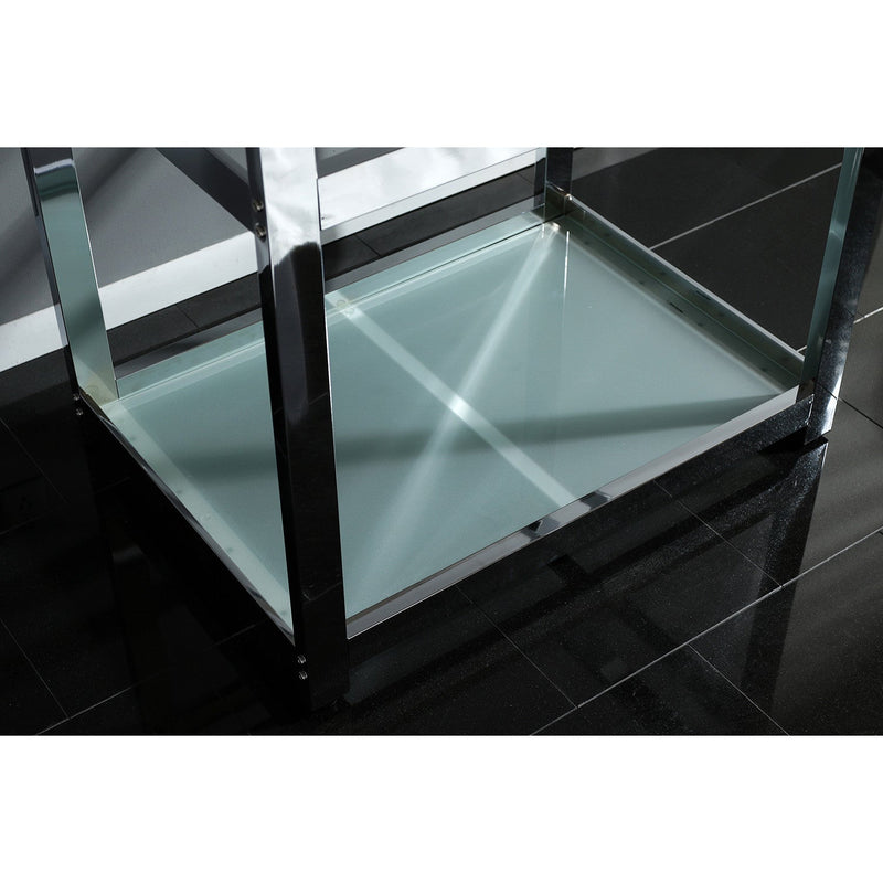 Kingston Commercial 31-Inch Stainless Steel Console Sink with Steel Base and Glass Shelf (8-Inch, 3-Hole)