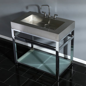 Kingston Commercial Stainless Steel Console Sink with Glass Shelf