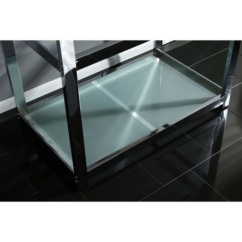 Kingston Commercial 37-Inch Stainless Steel Console Sink with Steel Base and Glass Shelf (8-Inch, 3-Hole)