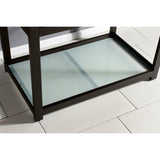 Kingston Commercial 37-Inch Stainless Steel Console Sink with Steel Base and Glass Shelf (8-Inch, 3-Hole)