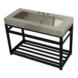Kingston Commercial 49-Inch Stainless Steel Console Sink with Steel Base (8-Inch, 3-Hole)