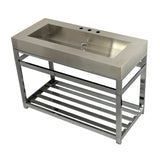 Kingston Commercial 49-Inch Stainless Steel Console Sink with Steel Base (8-Inch, 3-Hole)