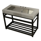 Kingston Commercial 49-Inch Stainless Steel Console Sink with Steel Base (8-Inch, 3-Hole)