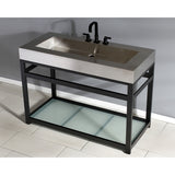Kingston Commercial 49-Inch Stainless Steel Console Sink with Steel Base and Glass Shelf (8-Inch, 3-Hole)