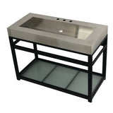 Kingston Commercial 49-Inch Stainless Steel Console Sink with Steel Base and Glass Shelf (8-Inch, 3-Hole)